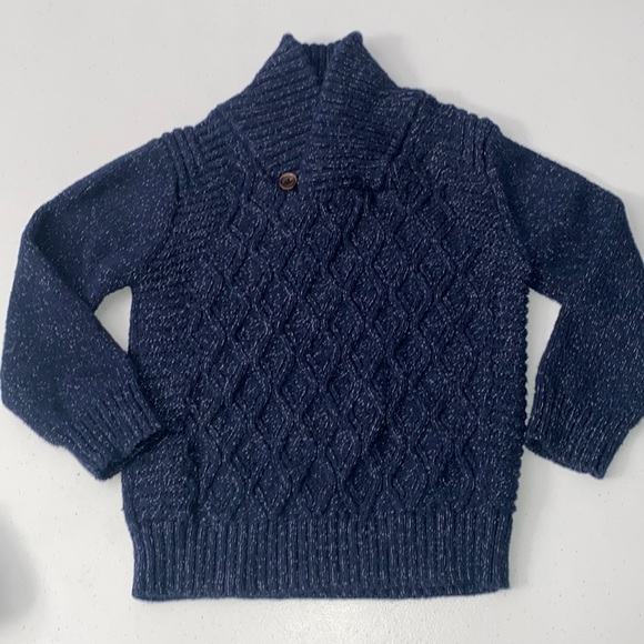 Cat & Jack Toddler Boy Navy Long Sleeve Chunky Knit Winter Sweater Size 4t - Picture 1 of 7
